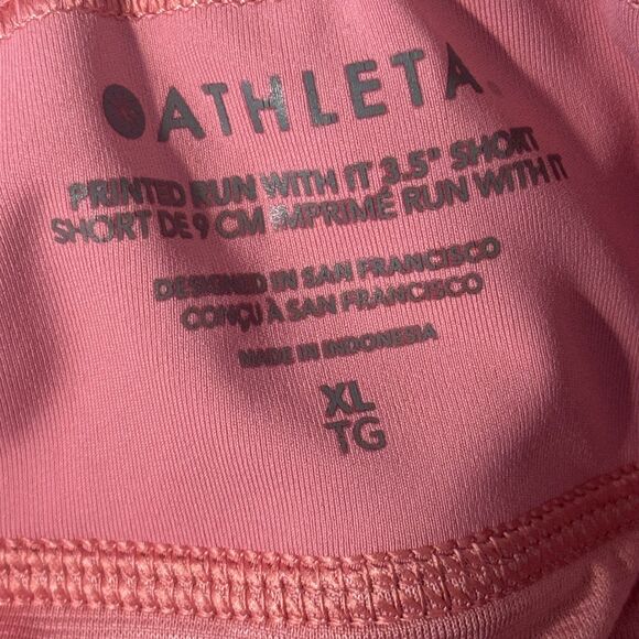 Athleta Printed Run With It Shorts Womens XL Pink Red Athletic 3.5 Inch Pockets - Picture 9 of 10